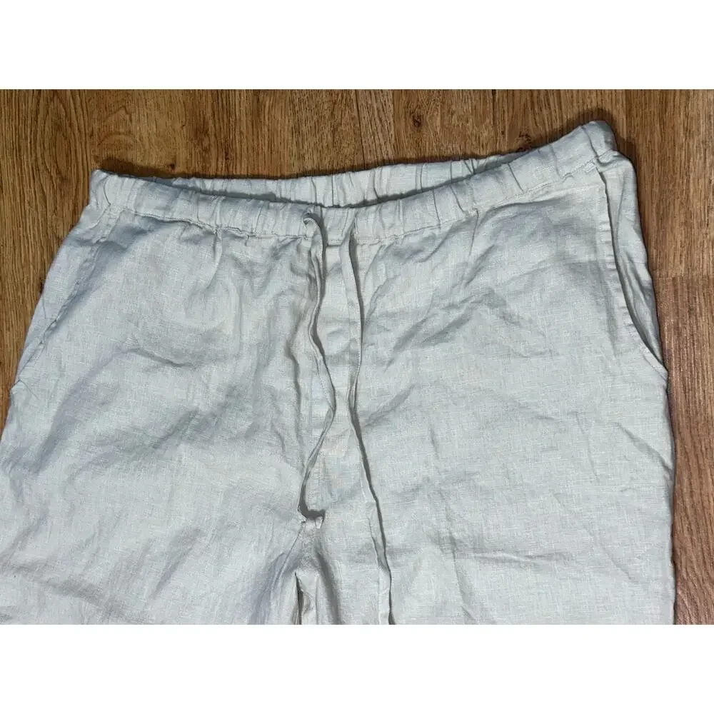 Toscana Men’s 100% Linen Pants Beige SZ XL Resort Beach